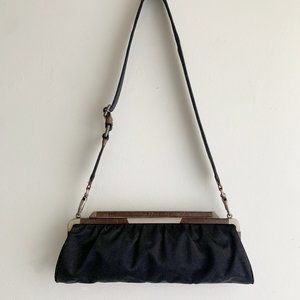 MARNI Adjustable Strap Kiss Lock Clutch Frame Bag w/ Dustbag - Black Satin